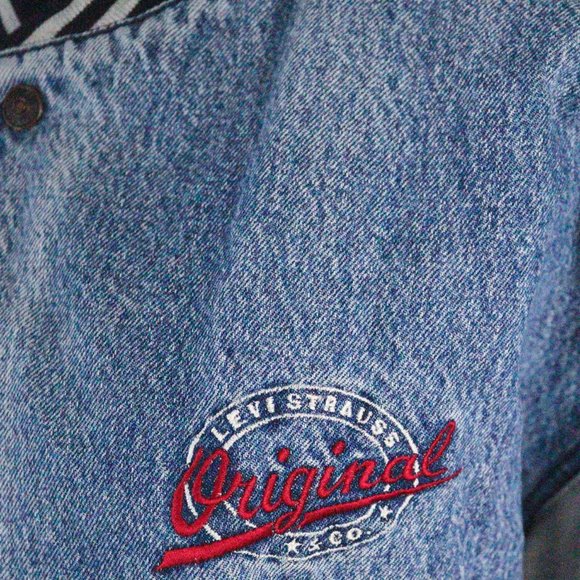 Levis Original Denim Varsity Letterman Bomber Jacket Stranger Thing Style 80's M - Picture 4 of 11